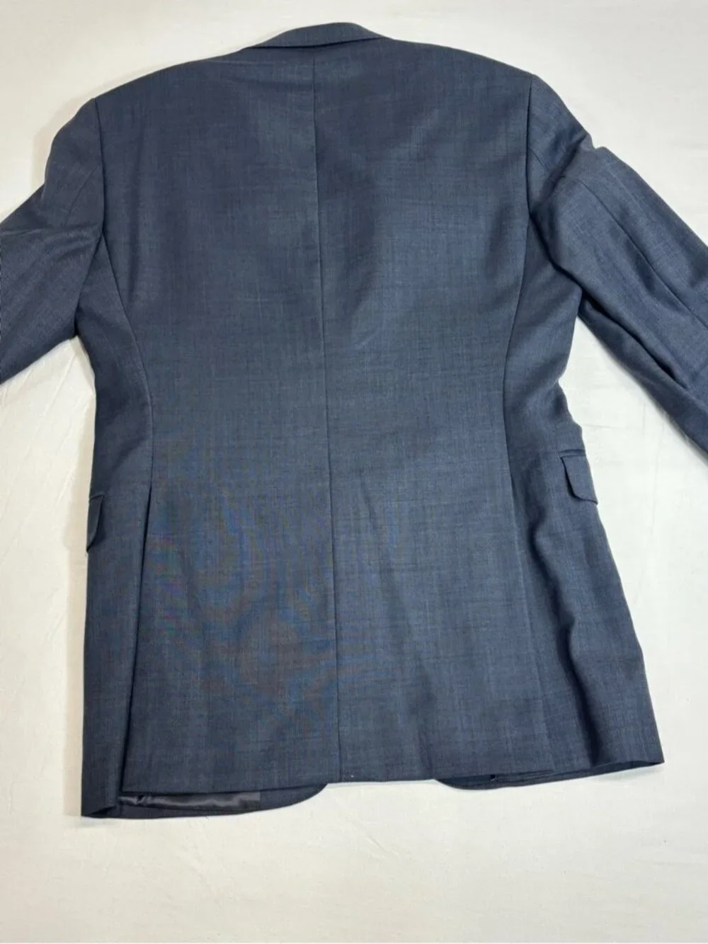 Saks Fifth Avenue Mens Trim Fit Slate Blue 100% Wool 2 Piece Suit Trousers Pants